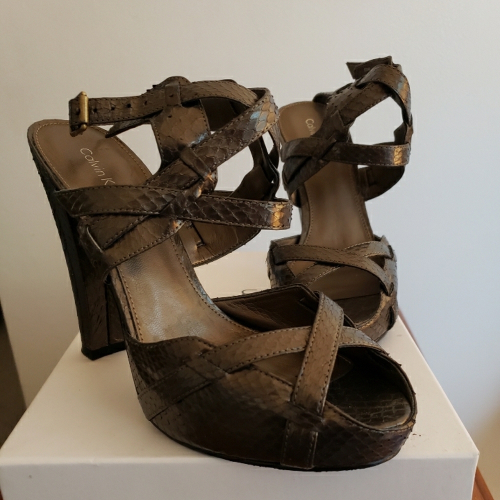 Calvin Klein snake skin heels